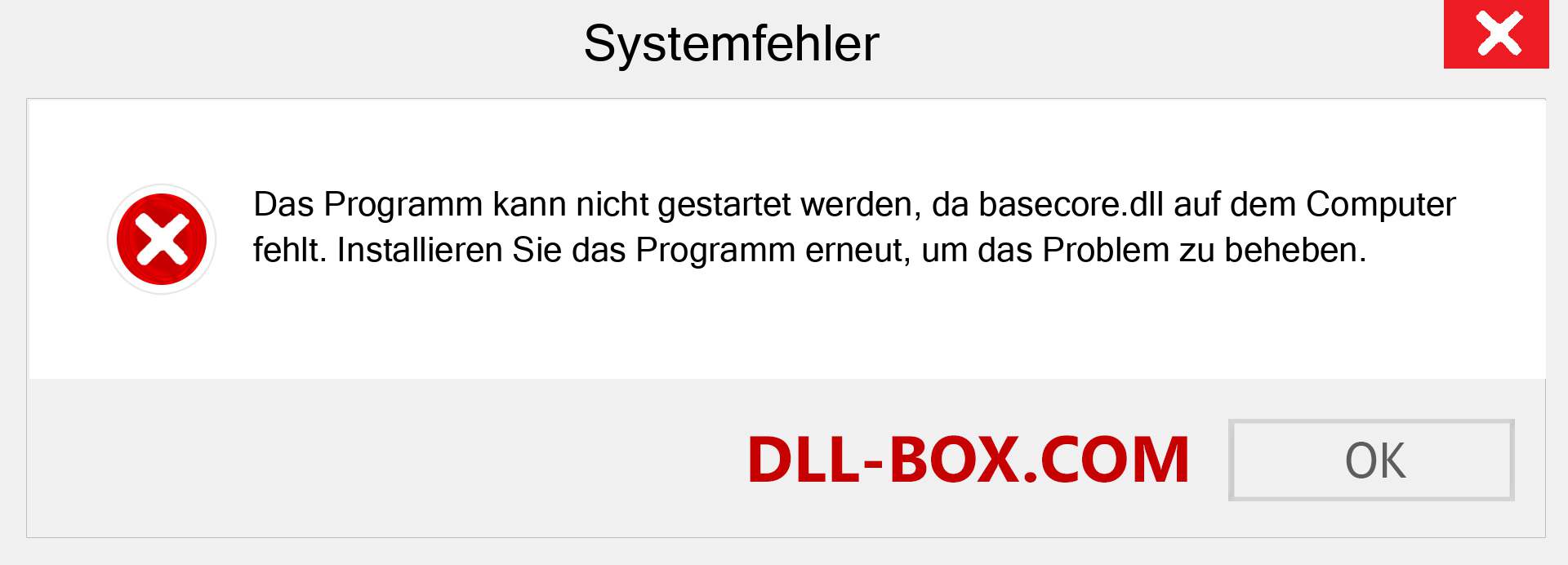 basecore.dll-Datei fehlt?. Download für Windows 7, 8, 10 - Fix basecore dll Missing Error unter Windows, Fotos, Bildern